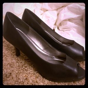 Black open toe heel